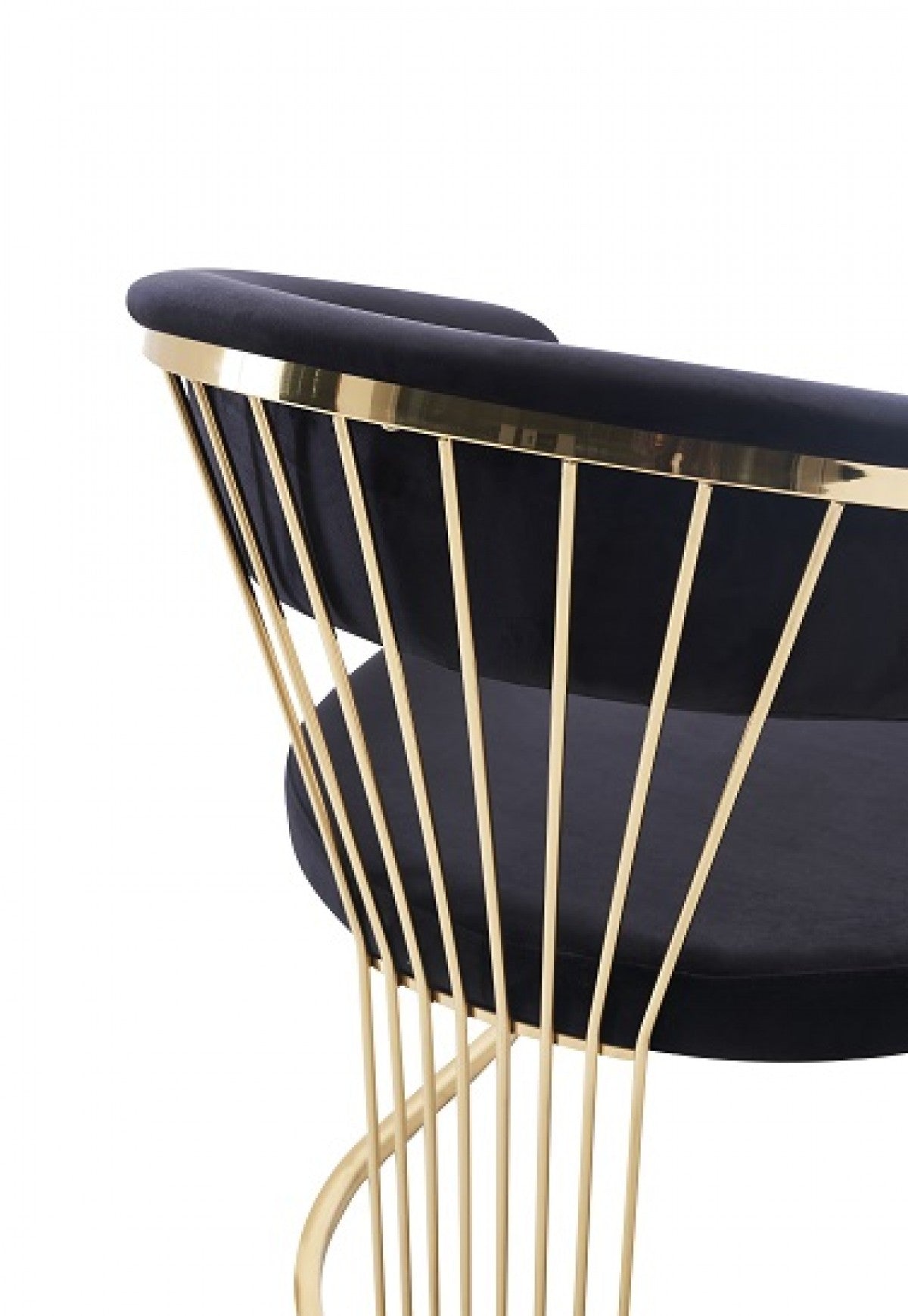 Modern Black Velvet and Gold Dining Chair