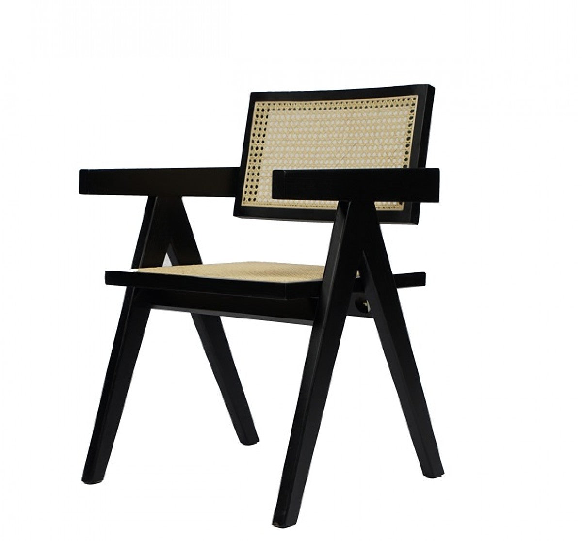 Rattan and Wenge Dining Arm Chair