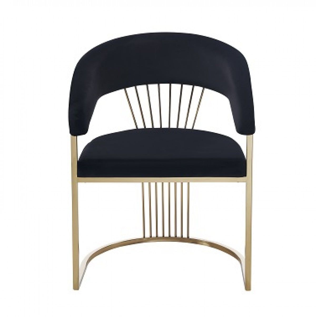 Modern Black Velvet and Gold Dining Chair