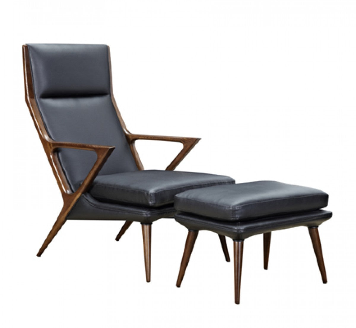 Modern Black Lounge Chair & Ottoman