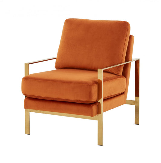 Modern Orange Fabric Accent Chair