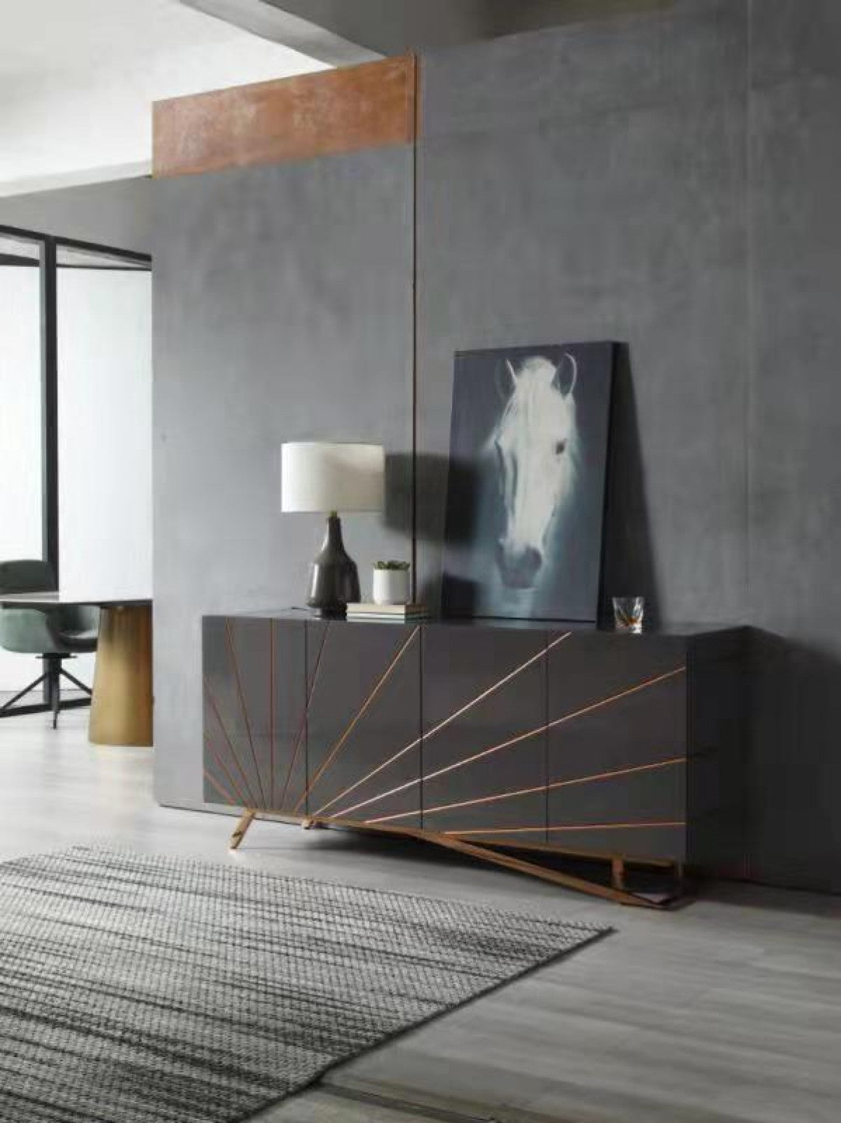 latzu Modern Grey and Rose Gold Buffet - Coming soon