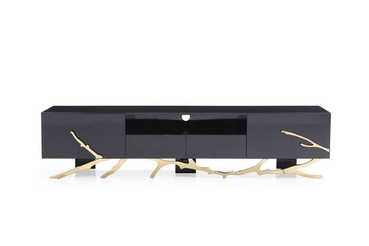 Modern Black & Champagne Gold TV Stand