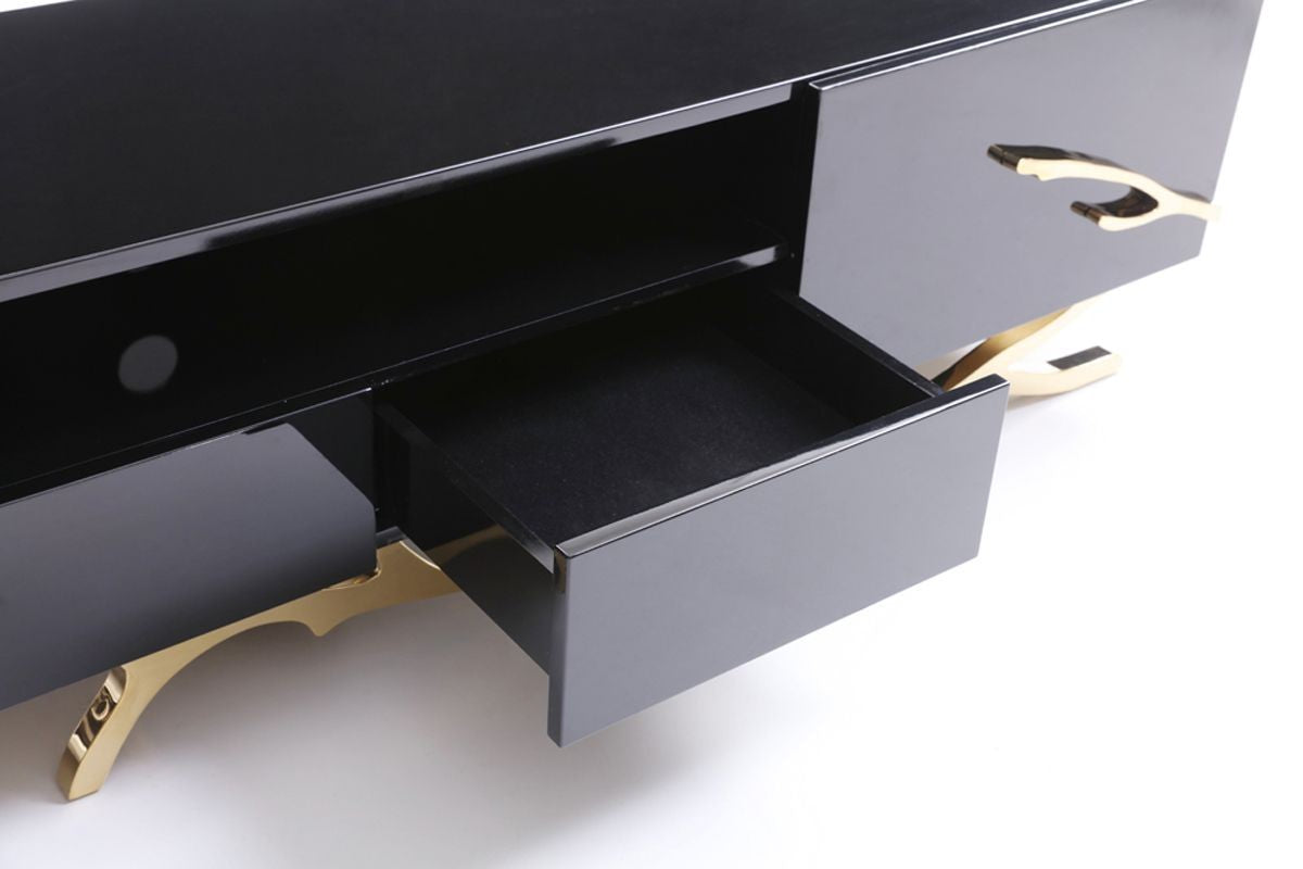 Modern Black & Champagne Gold TV Stand