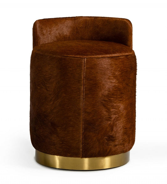 Modern Brown Cowhide Ottoman