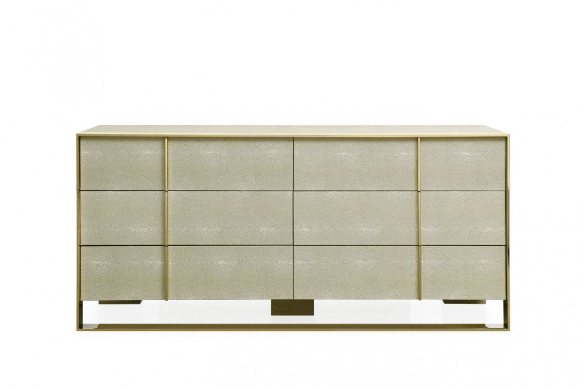 Beige Shagreen + Champagne Gold Dresser - Coming Soon