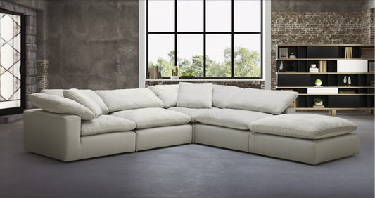 Modern White L- Shaped Reversible Sectional Sofa