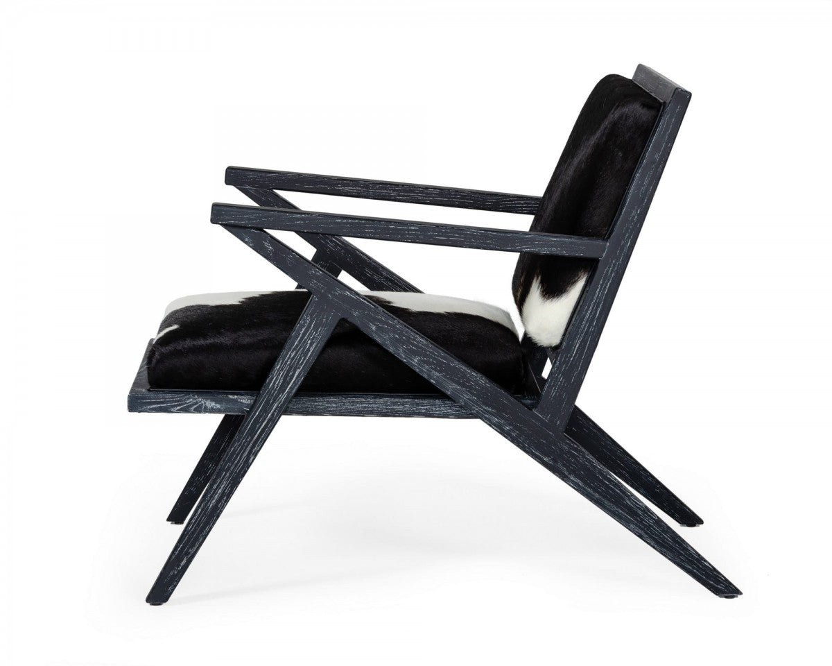 Black and White Cowhide Accent Chair