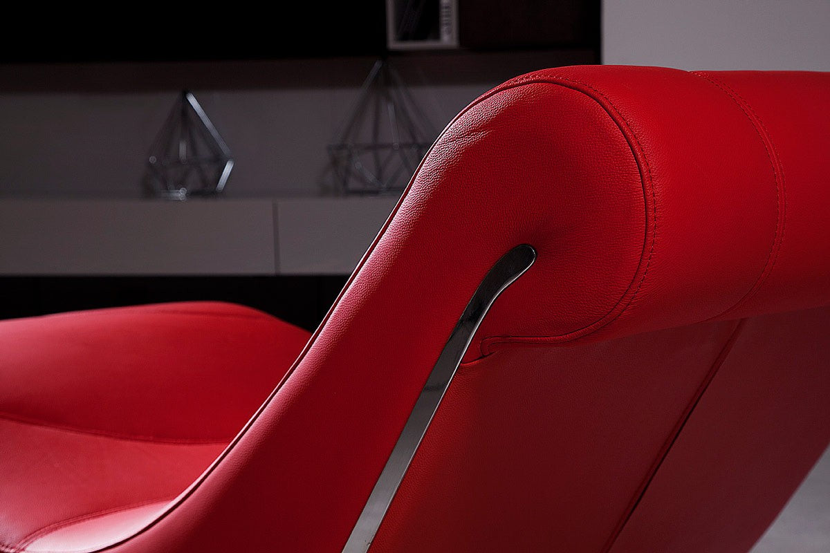 Red Leather Leisure Lounge Chaise